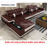 1 Set 4 Seat First Layer Real Leather Living Room Sofa Set Corner Sofa Set With Bluetooth Speaker Function Modern Home Furniture