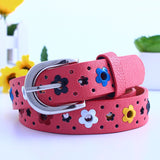 kids PU leather belts women hot fashion flower buckle belt Kids Waist Belt