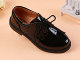 Children's Leather Shoes With Black And White British Student Shoes