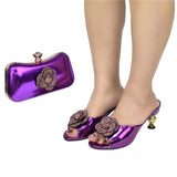 Latest Design Italian Party Shoes and Bags to Match Shoes With Bag Set Sales in Women Matching Shoes and Bag Set With Rhinestone