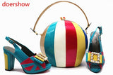 Doershow Shoe and Bag Set New 2018 Women Shoes and Bag Set in Italy Blue Red Color Italian Shoes With Matching Bags Set!MQ1-10