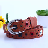 kids PU leather belts women hot fashion flower buckle belt Kids Waist Belt