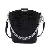 Simple shape embossed buckle chain handbag