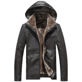 2019 Fashion Men Fur Leather Jacket Winter New Casual Warm Black Brown Plus Size Lapel Male Long Bike Slim Sued Jacket Coat