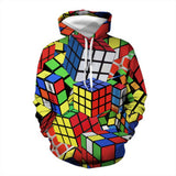 2019 Men's Hoodie New Style 3D Rubik's Cube Print Hooded Loose Long Sleeve Pullover Sweatershirt L0819