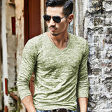 2019 NEW Trendy Men T Shirt Casual Long Sleeve Slim Men's Basic Tops Tees Summer Stretch T-shirt Mens Clothing Chemise Homme