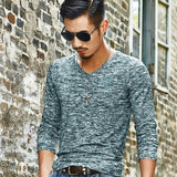 2019 NEW Trendy Men T Shirt Casual Long Sleeve Slim Men's Basic Tops Tees Summer Stretch T-shirt Mens Clothing Chemise Homme