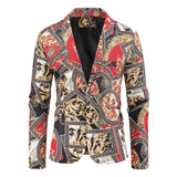 2019 New Men's Fashion Suit Party Coat Casual Slim Fit Blazer Buttons Suit 3D Floral Print Painting Blazers Jacket Men