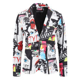 2019 New Men's Fashion Suit Party Coat Casual Slim Fit Blazer Buttons Suit 3D Floral Print Painting Blazers Jacket Men
