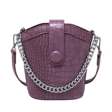 Simple shape embossed buckle chain handbag
