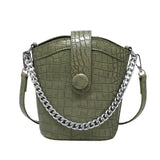 Simple shape embossed buckle chain handbag