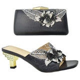 Italian Shoe With Matching Bags High Quality Nigerian Women Wedding Shoe and Bag Set Decorated With Rhinestone Luxury Women Shoe