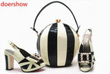 Doershow Shoe and Bag Set New 2018 Women Shoes and Bag Set in Italy Blue Red Color Italian Shoes With Matching Bags Set!MQ1-10