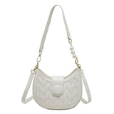 Pure Color Pu Geometric Embroidery Thread Underarm Bag