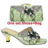 Italian Shoe With Matching Bags High Quality Nigerian Women Wedding Shoe and Bag Set Decorated With Rhinestone Luxury Women Shoe
