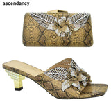 Italian Shoe With Matching Bags High Quality Nigerian Women Wedding Shoe and Bag Set Decorated With Rhinestone Luxury Women Shoe
