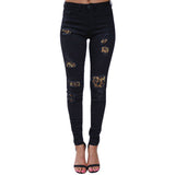 Ripped Patch Skinny Stretch Pencil Pants