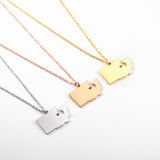 United States of America Washington State Map Stainless Steel Necklace