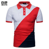 Men's Summer Short-sleeved Shirt, POLO, Stitching Color, Manches courtes pour hommes
