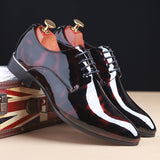 2021 popular men's leather shoes with glossy patent leather shoes