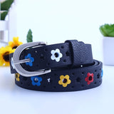 kids PU leather belts women hot fashion flower buckle belt Kids Waist Belt