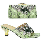 Italian Shoe With Matching Bags High Quality Nigerian Women Wedding Shoe and Bag Set Decorated With Rhinestone Luxury Women Shoe