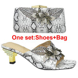 Italian Shoe With Matching Bags High Quality Nigerian Women Wedding Shoe and Bag Set Decorated With Rhinestone Luxury Women Shoe
