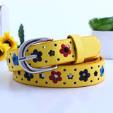 kids PU leather belts women hot fashion flower buckle belt Kids Waist Belt