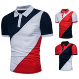Men's Summer Short-sleeved Shirt, POLO, Stitching Color, Manches courtes pour hommes