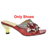 Italian Shoe With Matching Bags High Quality Nigerian Women Wedding Shoe and Bag Set Decorated With Rhinestone Luxury Women Shoe