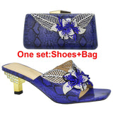 Italian Shoe With Matching Bags High Quality Nigerian Women Wedding Shoe and Bag Set Decorated With Rhinestone Luxury Women Shoe