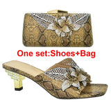Italian Shoe With Matching Bags High Quality Nigerian Women Wedding Shoe and Bag Set Decorated With Rhinestone Luxury Women Shoe