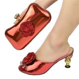 Latest Design Italian Party Shoes and Bags to Match Shoes With Bag Set Sales in Women Matching Shoes and Bag Set With Rhinestone