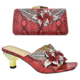 Italian Shoe With Matching Bags High Quality Nigerian Women Wedding Shoe and Bag Set Decorated With Rhinestone Luxury Women Shoe