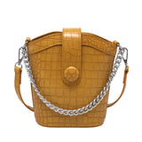 Simple shape embossed buckle chain handbag