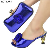 Latest Design Italian Party Shoes and Bags to Match Shoes With Bag Set Sales in Women Matching Shoes and Bag Set With Rhinestone