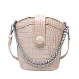Simple shape embossed buckle chain handbag