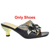 Italian Shoe With Matching Bags High Quality Nigerian Women Wedding Shoe and Bag Set Decorated With Rhinestone Luxury Women Shoe