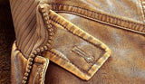 High-collared leather jacket, available in several trendy colors.