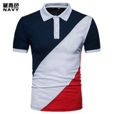 Men's Summer Short-sleeved Shirt, POLO, Stitching Color, Manches courtes pour hommes