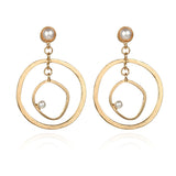 Temperament Simple Pearl Double Circle All-Match Earrings