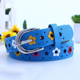 kids PU leather belts women hot fashion flower buckle belt Kids Waist Belt