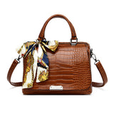 High-End Pu Stitching Crocodile Pattern Handbag