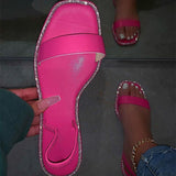 Square Toe Tie Dye Flat Sandals With Rhinestone Women Shoes and Bags to Match Summer Sandalias Buty Damskie Femmes Sandales