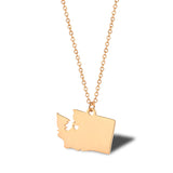 United States of America Washington State Map Stainless Steel Necklace