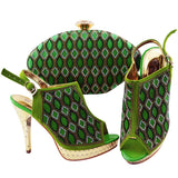 Black High Quality Italian Matching Lady Shoes and Bag Material With PU Nigerian Shoes and Bags Set for Party Women Shoe and Bag