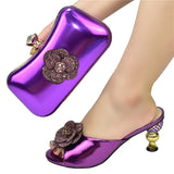 Latest Design Italian Party Shoes and Bags to Match Shoes With Bag Set Sales in Women Matching Shoes and Bag Set With Rhinestone