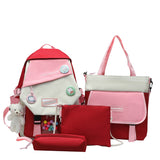 Contrast color shoulder bag four-piece set