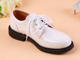 Children's Leather Shoes With Black And White British Student Shoes