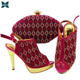 Black High Quality Italian Matching Lady Shoes and Bag Material With PU Nigerian Shoes and Bags Set for Party Women Shoe and Bag